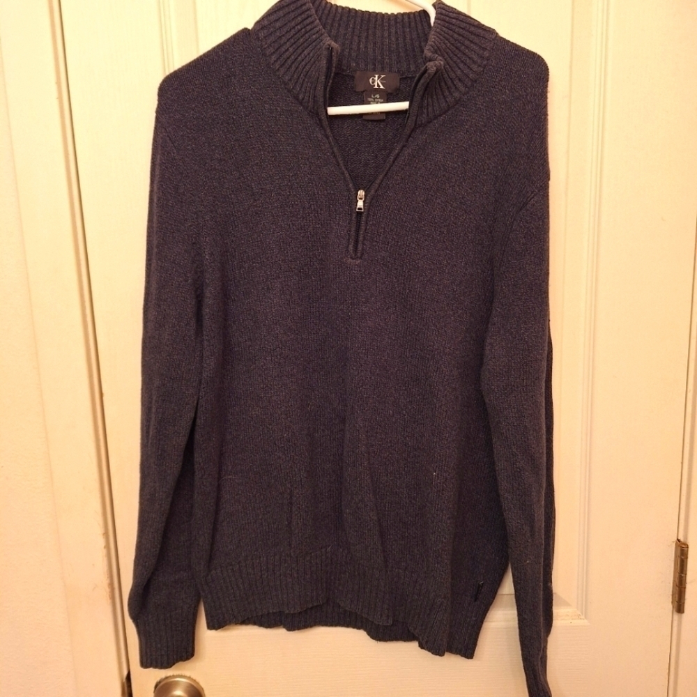 Calvin Klein Men's Half Zip Gray Sweater Large